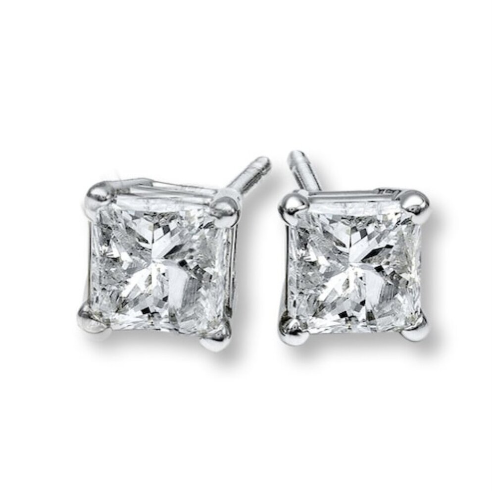 REAL Diamond Earrings 3/4 ct tw Princess-cut 14K White Gold by JARED
